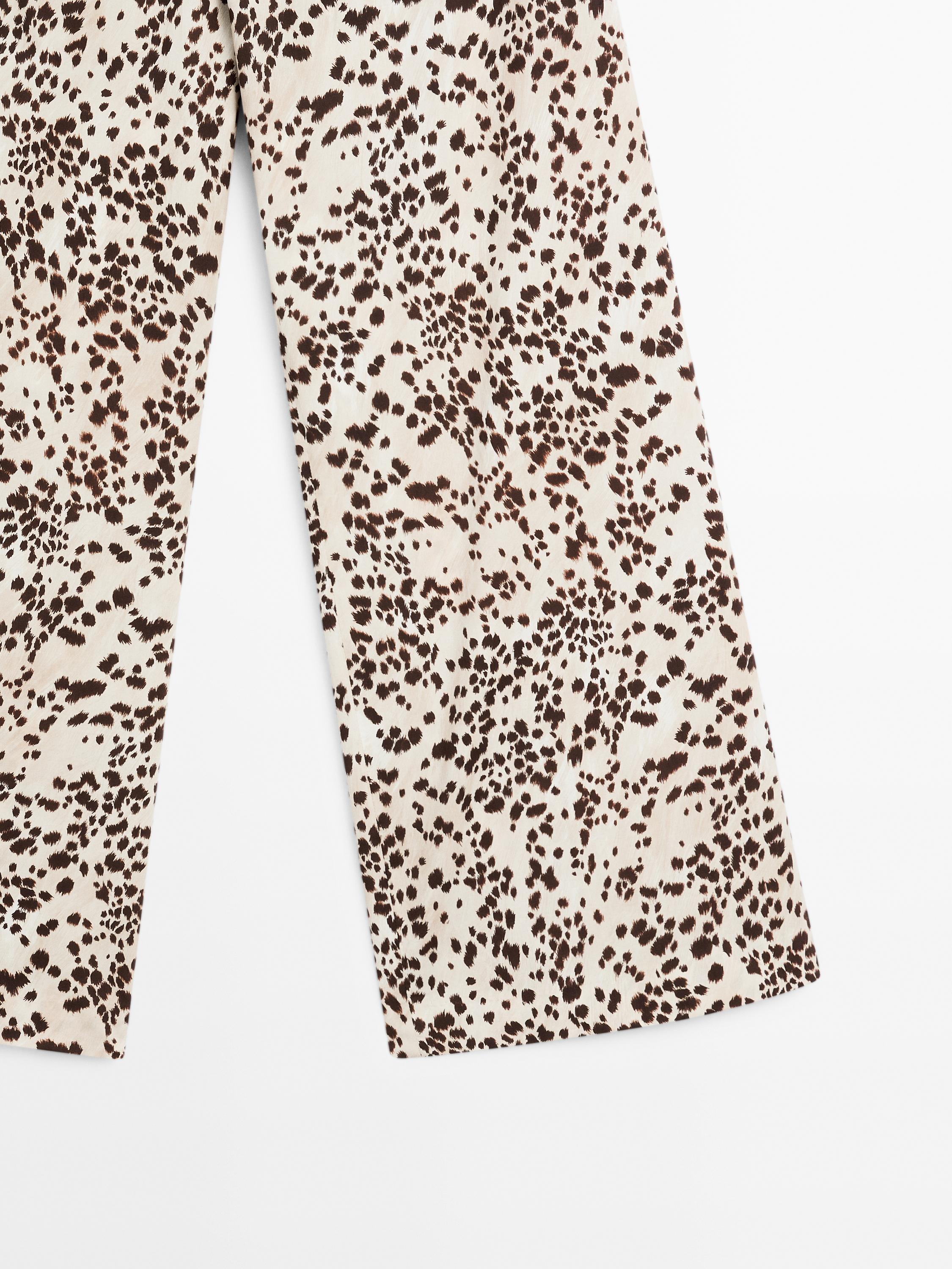 Animal print straight-leg trousers